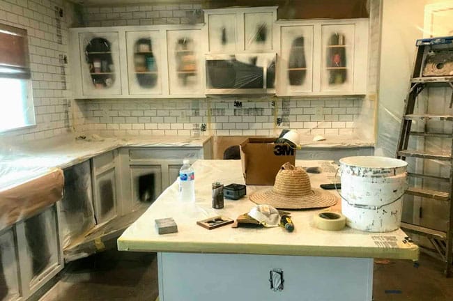 Kitchen cabinets before painting