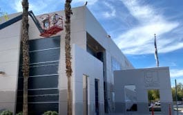 Commercial painting services on a building exterior