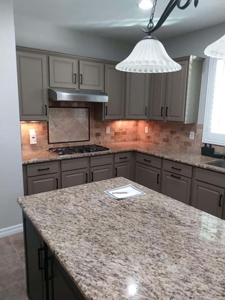 khaki painted kitchen cabinets